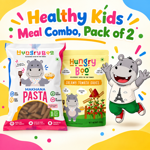 Hungryboo Makhana Pasta & Creamy Tomato Sauce | Healthy Kids Meal Combo, Pack of 2