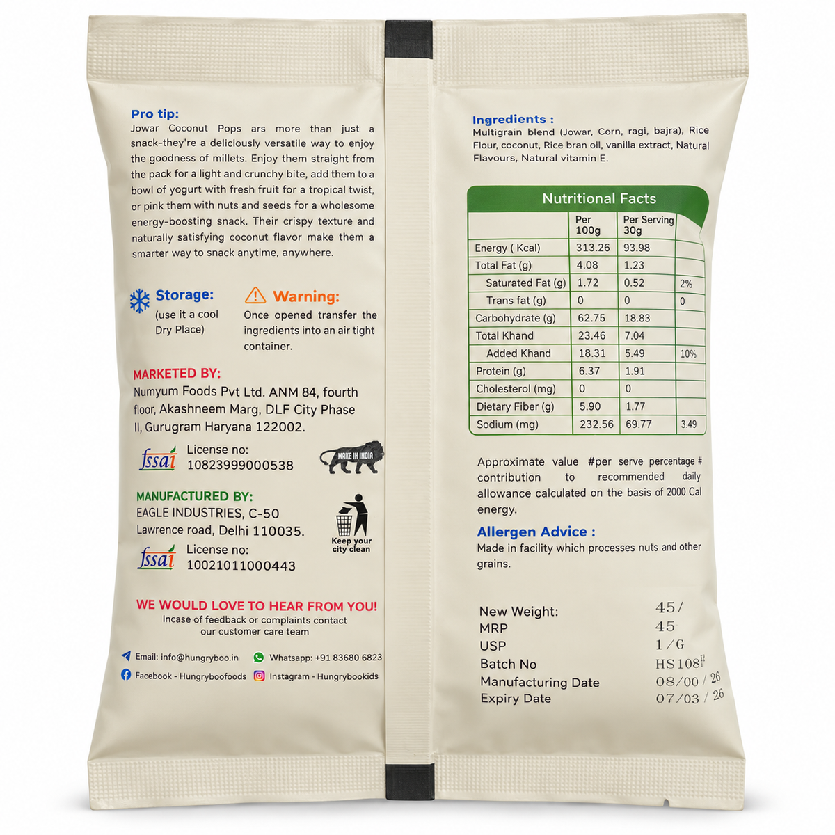 Jowar Pops Coconut